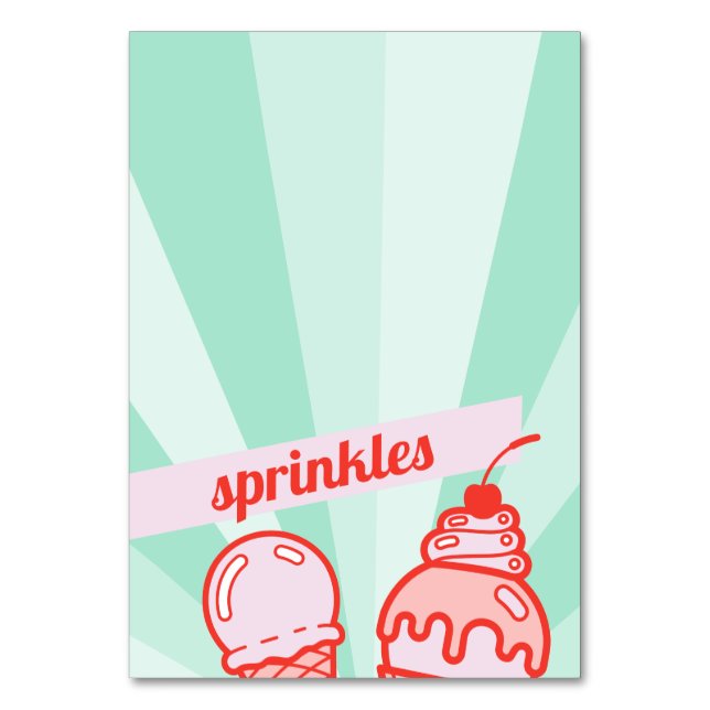 Machen Sie Ihr eigenes Eiscreme-Bar Toppingtisch Z Tischnummer (Vorderseite)