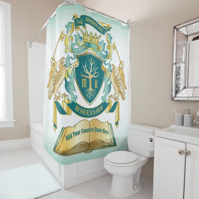 Machen Sie Ihr eigenes Emblem Baumbuch Key Crown G Duschvorhang (Beispiel)