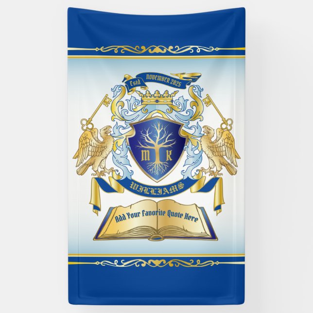 Machen Sie Ihr eigenes Emblem Tree Book Key Crown  Banner (Vertikal)