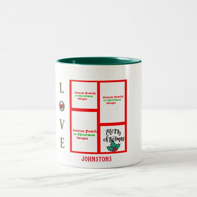 Machen Sie Ihr eigenes Familienbild Weihnachtsgesc Zweifarbige Tasse (Mittel)