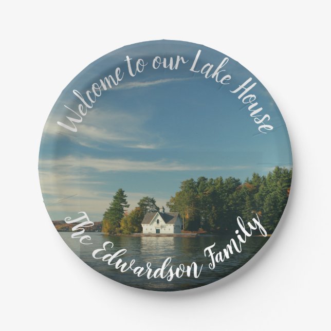 Machen Sie Ihr eigenes Familiensee-Sommerhaus Pappteller (Vorderseite)