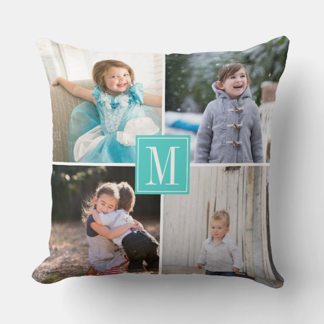Machen Sie Ihr eigenes Foto Collage und Monogramm  Kissen (Vorderseite)