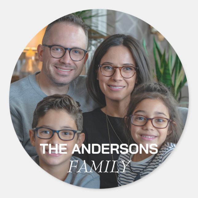 Machen Sie Ihr eigenes Foto Personalisiert Runder Aufkleber (Vorderseite)