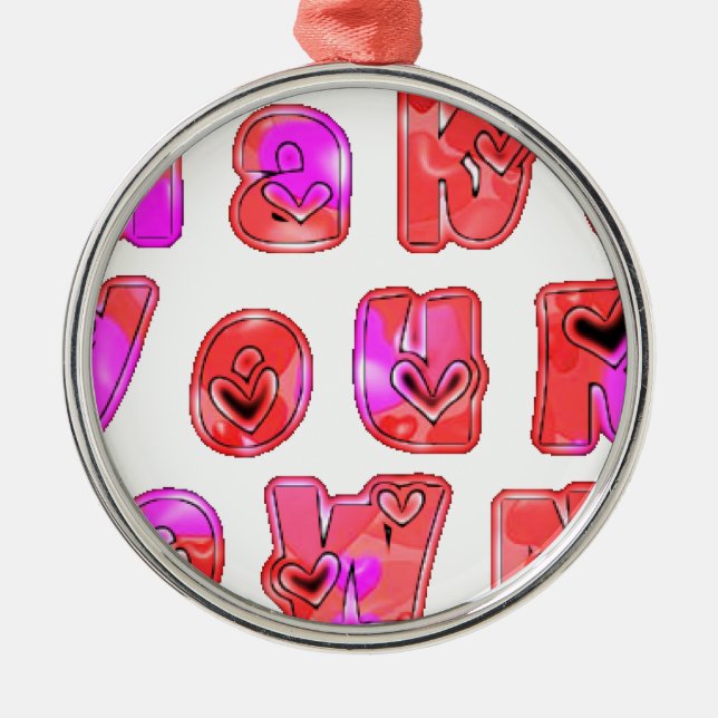 Machen Sie Ihr eigenes Herz Art Print Design Ornament Aus Metall (Vorne)