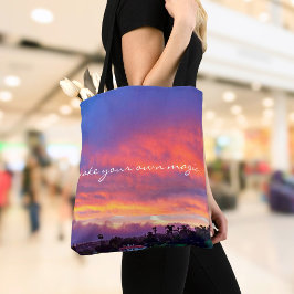 Machen Sie Ihr eigenes magisches Zitat rosa blaue Tasche