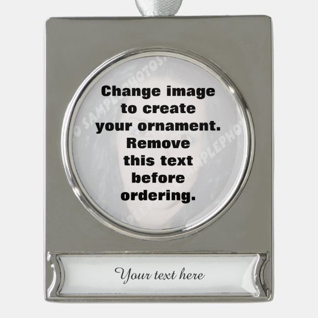 Machen Sie Ihr eigenes personalisiertes Foto Banner-Ornament Silber (Vorderseite)