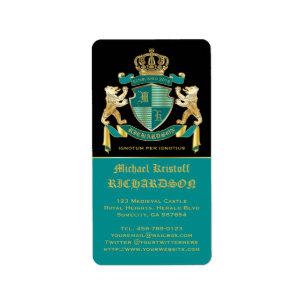 Machen Sie Ihr eigenes Wappen Aquamarinen Goldbäre Adressaufkleber