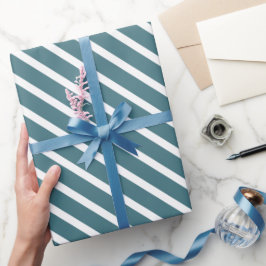 Machen Sie Ihr Geschenk in Tealblau und Weiß elega Geschenkpapier