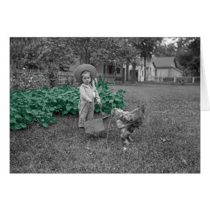 Machen Sie Ihre 1880 Garden Girl and Rooster Card