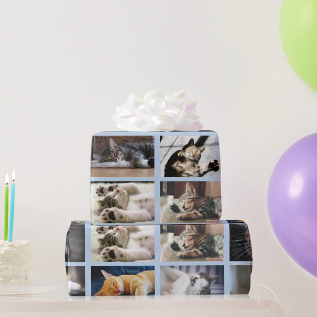 Machen Sie Ihre eigene 10 FotoCollage auf Light Bl Geschenkpapier (Partygeschenke)