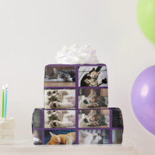 Machen Sie Ihre eigene 10 FotoCollage auf Lila Geschenkpapier