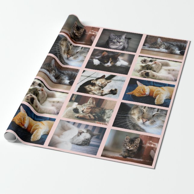 Machen Sie Ihre eigene 10 FotoCollage auf Pink Geschenkpapier (Ungerollt)