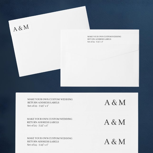 Machen Sie Ihre eigene 24-fach maßgeschneiderte Ho (Make Your Own 24 x Custom Wedding Return Address Wrap Around Label
)