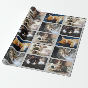 Machen Sie Ihre eigene 5-Foto Collage auf Grau Geschenkpapier