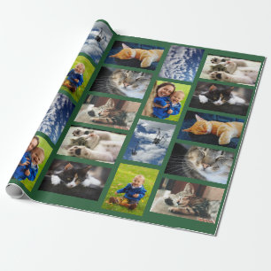 Machen Sie Ihre eigene 9 FotoCollage auf Green Geschenkpapier