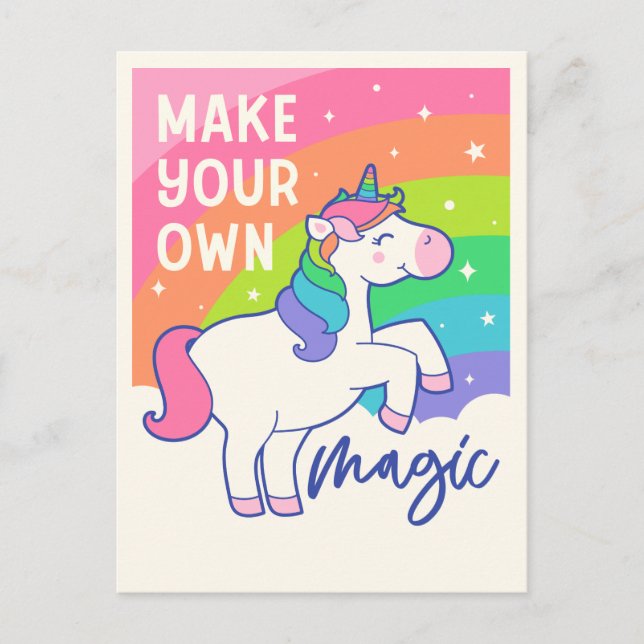 Machen Sie Ihre eigene Magie | Niedliches Einhorn Postkarte (Vorderseite)