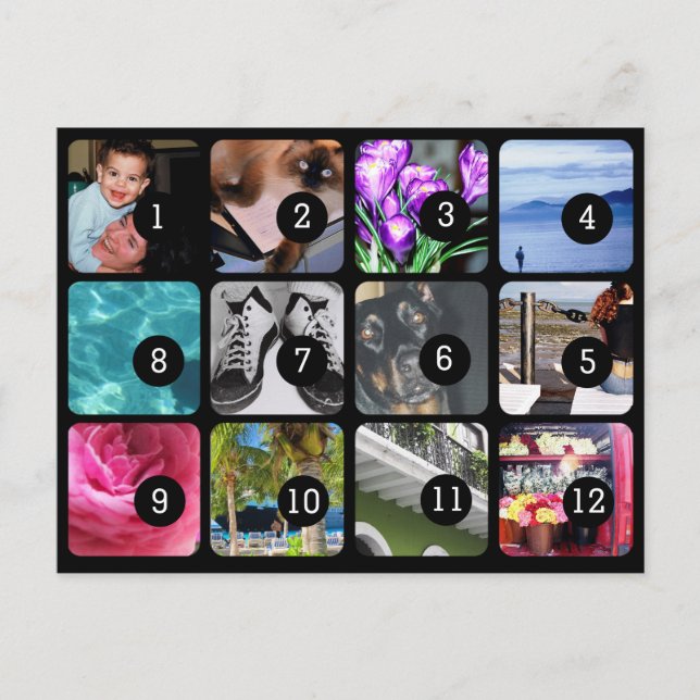 Machen Sie Ihre eigenen 12 Fotos Mailing Postkarte (Vorderseite)