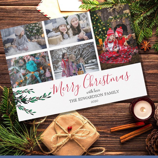 Machen Sie Ihre eigenen Familienbeeren Weihnachten (Make your own family collage berries Christmas Holiday Card. Very personal and unique Christmas card)