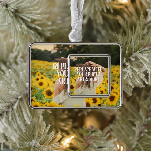 Machen Sie Ihre eigenen personalisiert Rahmen-Ornament Silber (Baum)