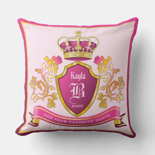 Machen Sie Ihre eigenen Wappen Gold-Kronenpasten r Kissen (Vorderseite)