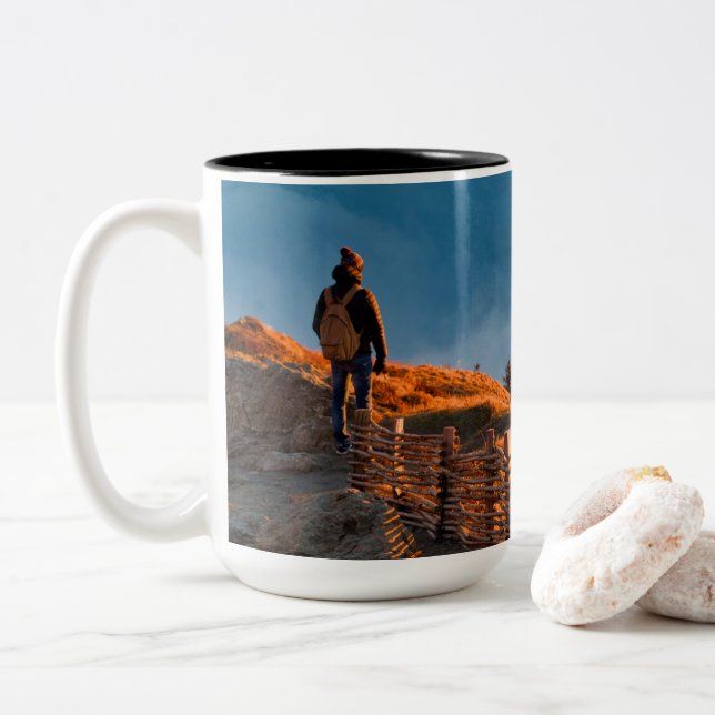 Machen Sie Ihre eigenen zwei Fotos Personalisiert Zweifarbige Tasse (Mit Donut)