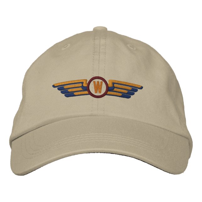 Machen Sie Ihre Monogram Aviation Laurels Pilot Fl Bestickte Kappe (Vorderseite)