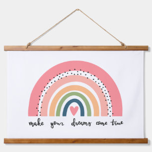 Machen Sie Ihre Träume wahr Regenbogen Wandteppich Mit Holzrahmen