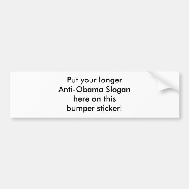 Machen Sie Ihren eigenen Anti-Obama-Autoaufkleber! Autoaufkleber (Vorne)