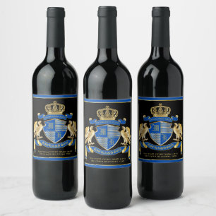 Machen Sie Ihren eigenen Coat von Arms Blue Gold A Weinetikett