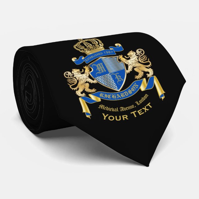 Machen Sie Ihren eigenen Coat von Arms Blue Gold L Krawatte (Gerollt)