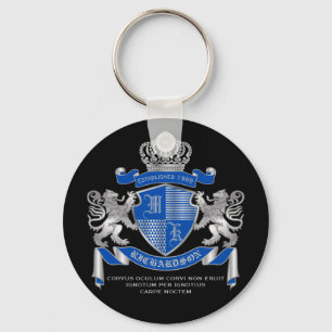 Machen Sie Ihren eigenen Coat von Arms Blue Silver Schlüsselanhänger