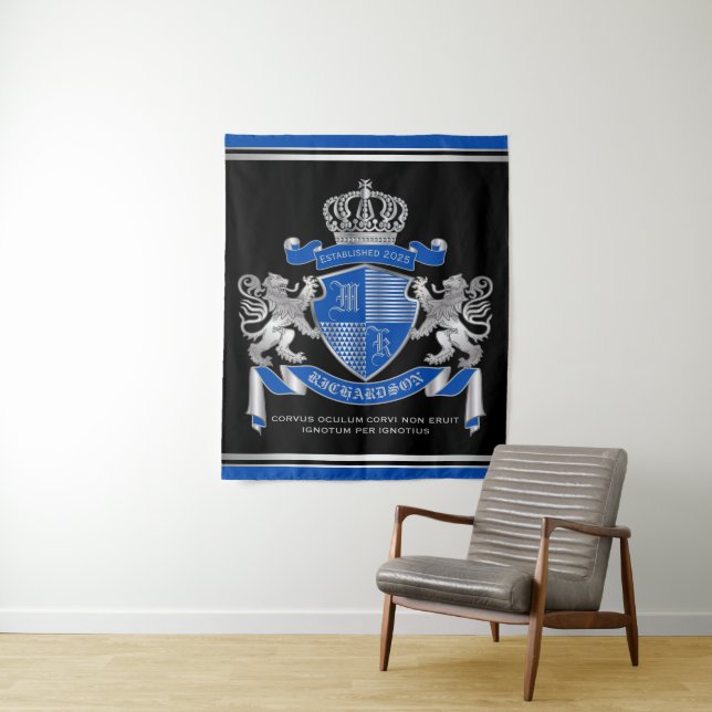 Machen Sie Ihren eigenen Coat von Arms Blue Silver Wandteppich (Beispiel)