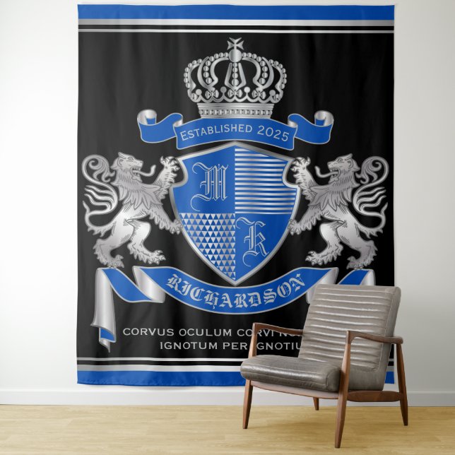 Machen Sie Ihren eigenen Coat von Arms Blue Silver Wandteppich (Beispiel)