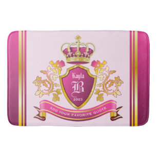 Machen Sie Ihren eigenen Wappen Pink Gold Crown Pe Badematte