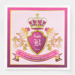 Machen Sie Ihren eigenen Wappen Pink Gold Crown Pe Serviette