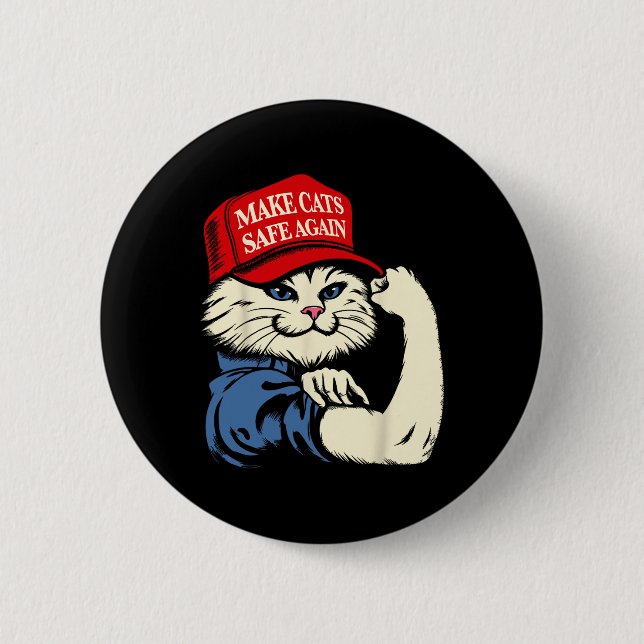 Machen Sie Katzen wieder sicher Red Hat Katzen für Button (Vorderseite)