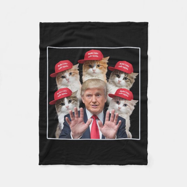 Machen Sie Katzen wieder sicher Trump 2024 Red Hat Fleecedecke (Vorderseite)