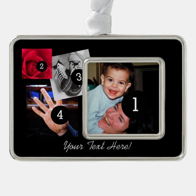 Machen Sie leicht Ihre eigene Foto-Anzeige mit 4 Rahmen-Ornament Silber (Vorderseite)