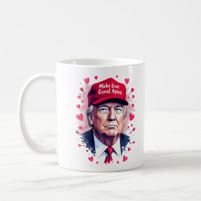 Machen Sie Liebe wieder zum Funny Trump Valentinst Kaffeetasse (Links)