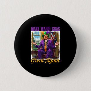 Machen Sie Mardi Gras wieder groß Trump Beads Mask Button