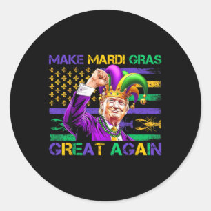 Machen Sie Mardi Gras wieder großartig, US-Flagge Runder Aufkleber