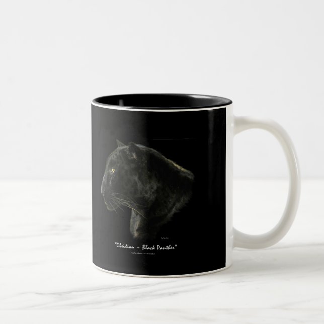"MACHEN SIE MIR SCHWARZ!" Black Panther Jaguar Cof Zweifarbige Tasse (Rechts)