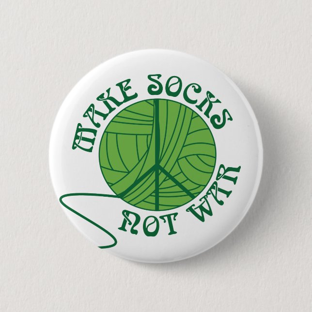 Machen Sie Socken-nicht Kriegs-strickenden Entwurf Button (Vorderseite)