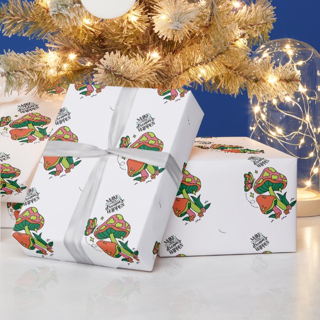 Machen Sie Träume wahr | Farbenfrohe Pilze Schmett Geschenkpapier (Feiertage)