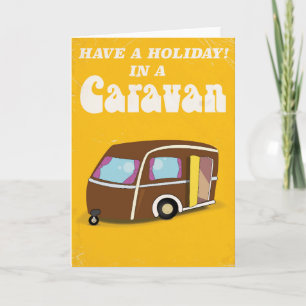 Machen Sie Urlaub in einem Wohnwagen Vintage-Carto Feiertagskarte