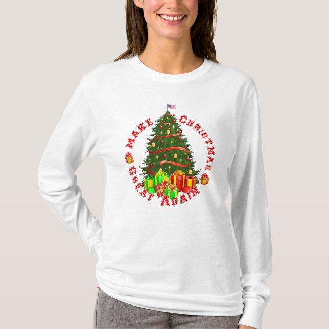 Machen Sie Weihnachten großen wieder Trumpf grünes T-Shirt (Vorderseite)