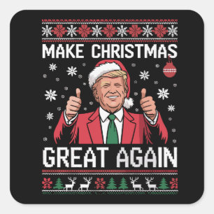 Machen Sie Weihnachten wieder groß Trump Pyjama hä Quadratischer Aufkleber