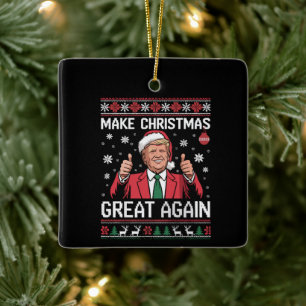 Machen Sie Weihnachten wieder groß Trump Schlafanz Keramikornament