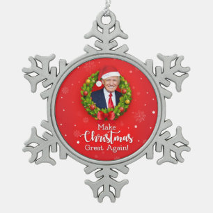 Machen Sie Weihnachten wieder großartig Trump MAGA Schneeflocken Zinn-Ornament