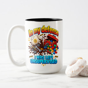Macher-Humor Als Verteidigung Ich Wurde Unbeaufsic Zweifarbige Tasse
